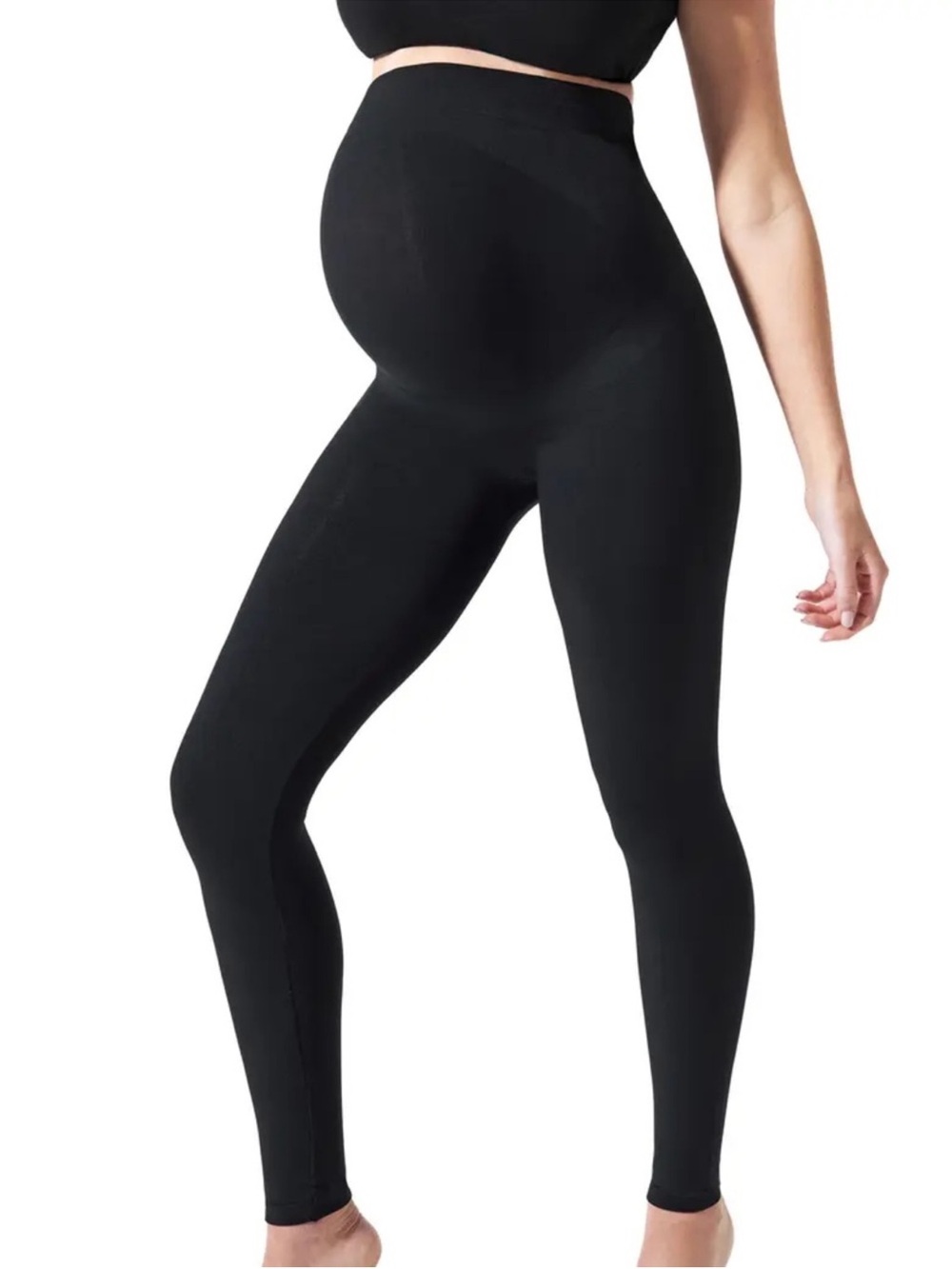 BLANQI Everyday Maternity Leggings Size Large Black Over Belly Support Knit